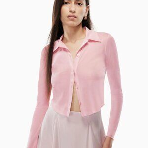 Aritzia Wilfred Pose Long Sleeve, Waist Length Sheer Pink, M